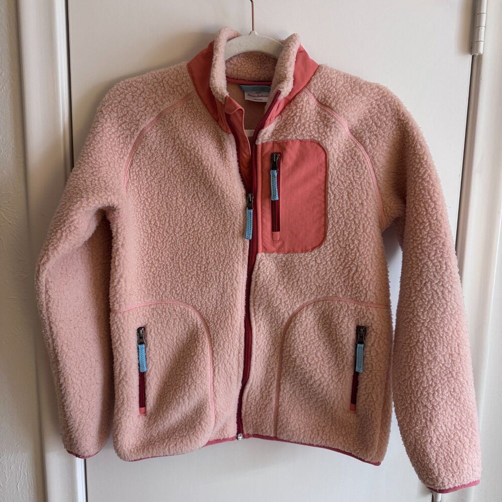 Girls Hanna Andersson Pink Sherpa Full Zip Jacket 150 (US 12) VGUC